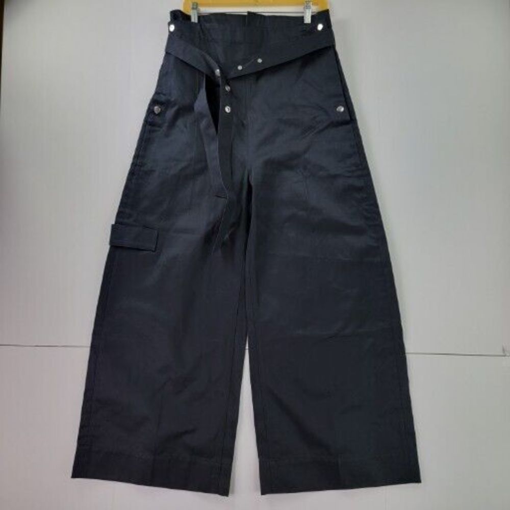 Reebook Pants Womens Medium Wide Leg Very High Waist Belted Pockets Cargo Rare
